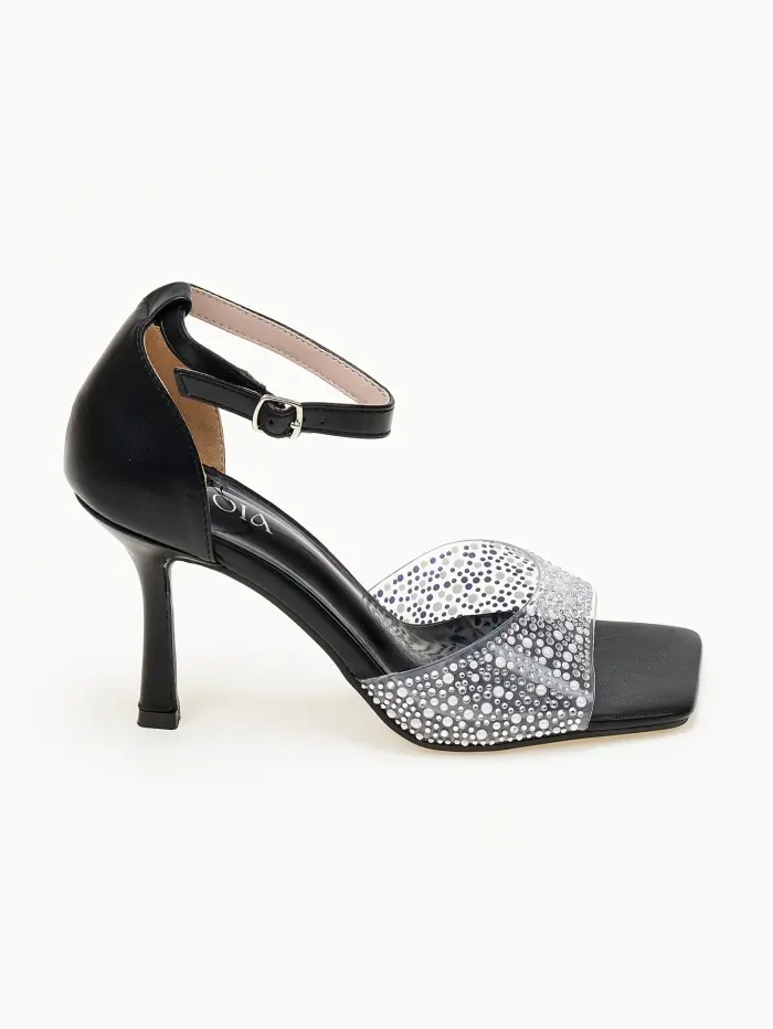 Πέδιλα με διαφάνεια και strass