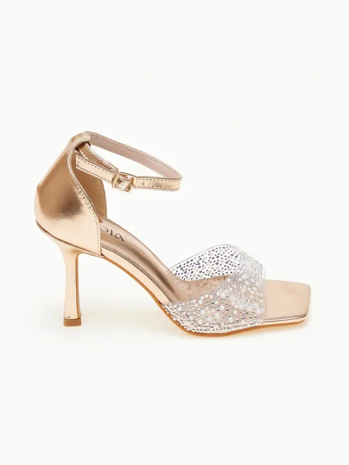 Πέδιλα με διαφάνεια και strass