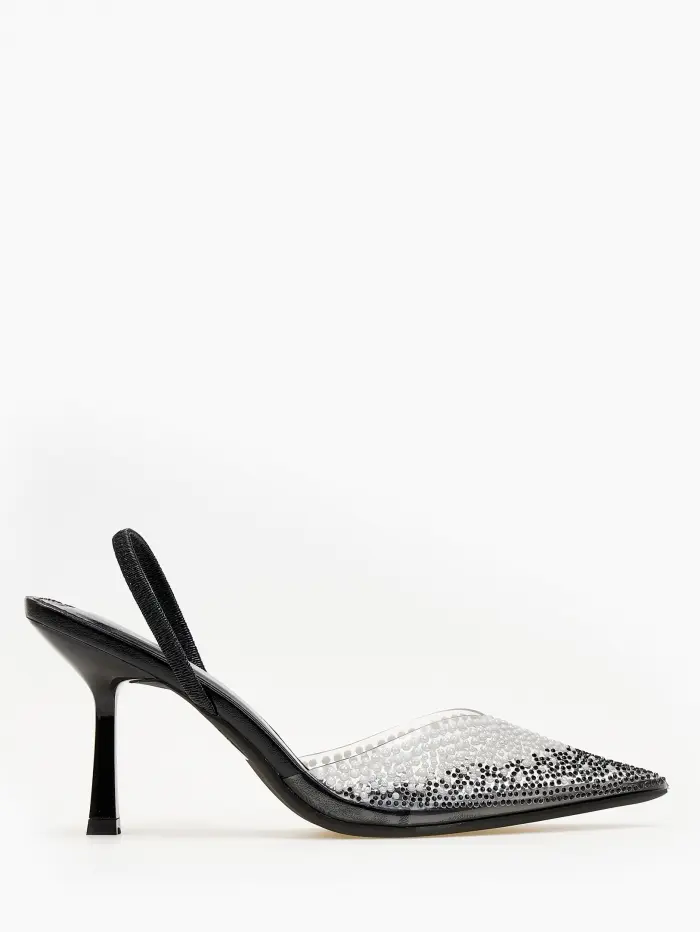 Ψηλές γόβες με διαφάνεια και strass