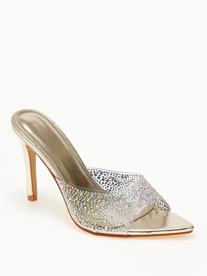 Mules με διαφάνεια και strass