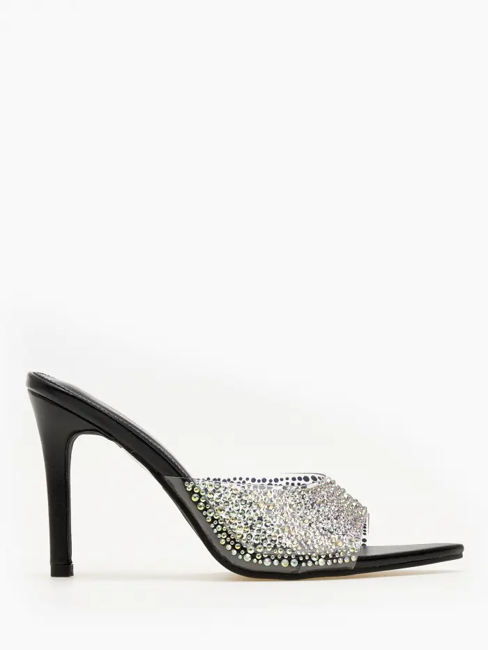 Mules με διαφάνεια και strass