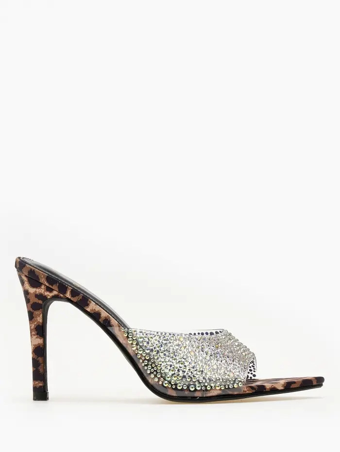 Mules με διαφάνεια και strass