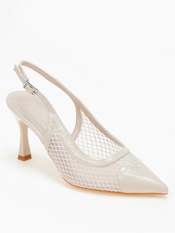 Slingback γόβες με δίχτυ και καρδιά