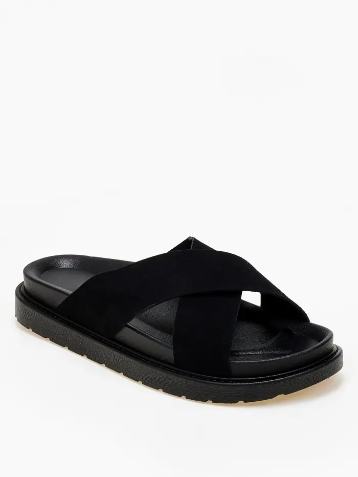 Σανδάλια flatform με suede φάσες χιαστί