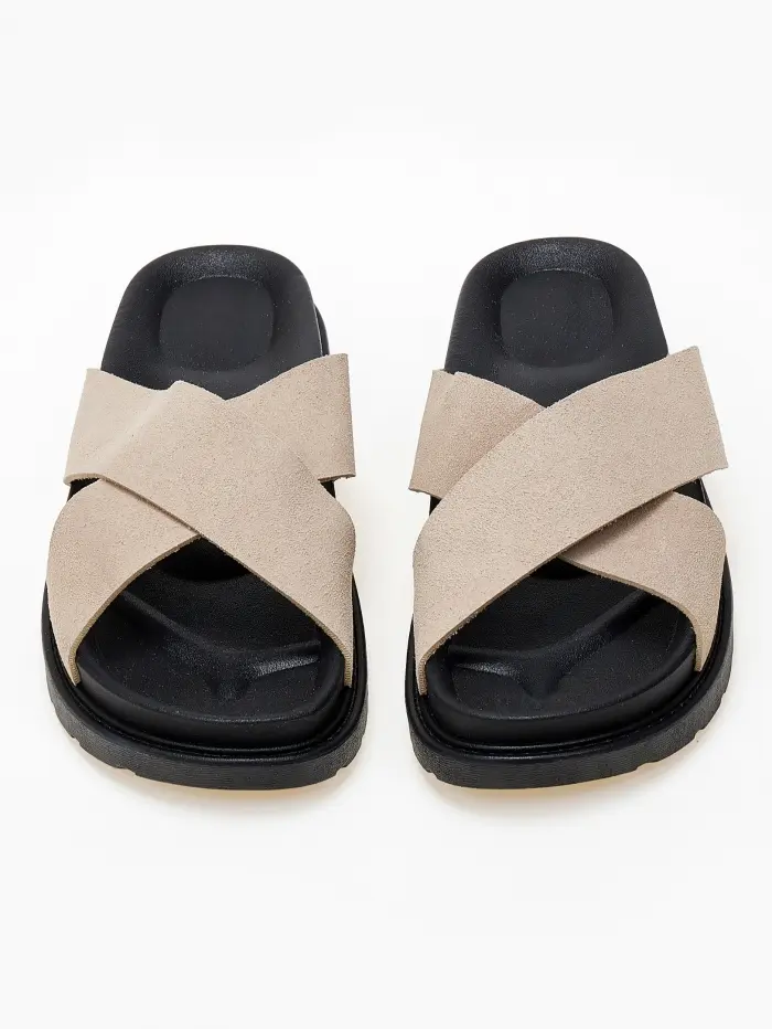 Σανδάλια flatform με suede φάσες χιαστί