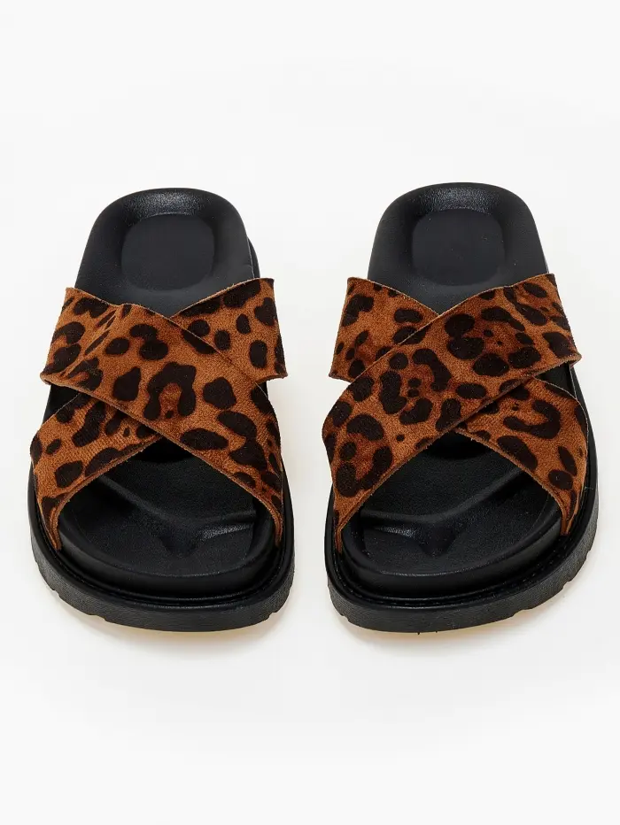 Σανδάλια flatform με suede φάσες χιαστί