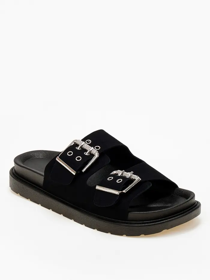 Flatform σανδάλια με ρυθμιζόμενα λουριά και suede υφή