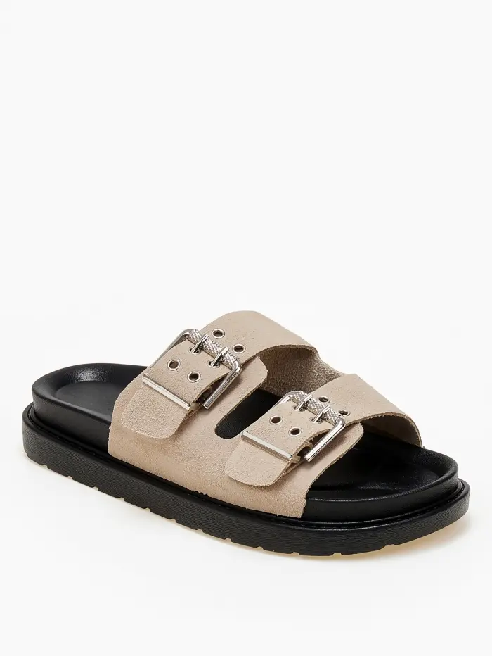 Flatform σανδάλια με ρυθμιζόμενα λουριά και suede υφή
