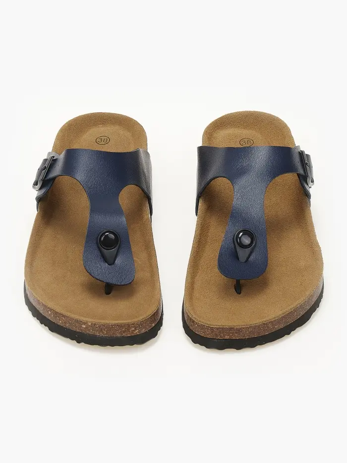 Γυναικεία σανδάλια flatform με αγκράφα και δίχαλο