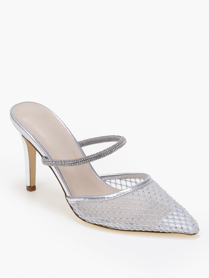 Mules μυτερά με δίχτυ και στρας