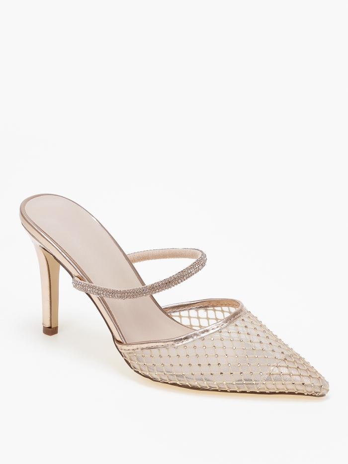 Mules μυτερά με δίχτυ και στρας