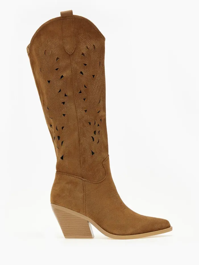 Μπότες cowboy με κέντημα και laser out σχέδιο