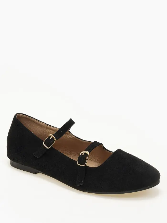 Μπαλαρίνες με διπλά λουράκια suede