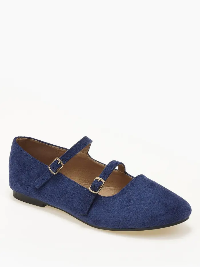 Μπαλαρίνες με διπλά λουράκια suede