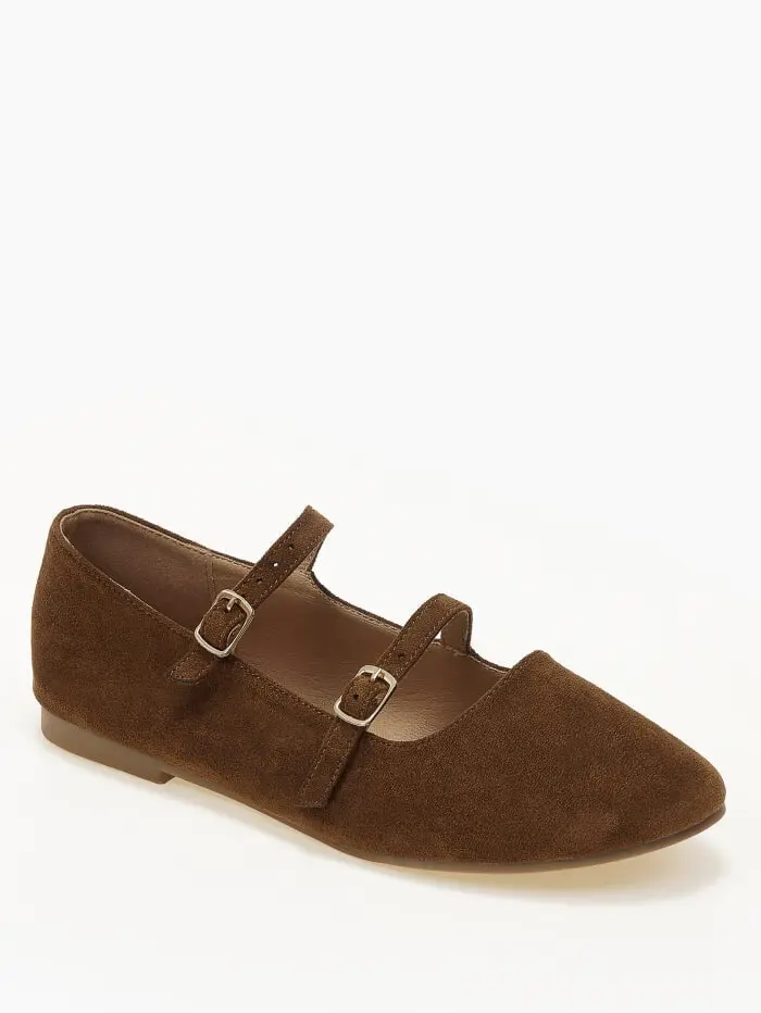 Μπαλαρίνες με διπλά λουράκια suede