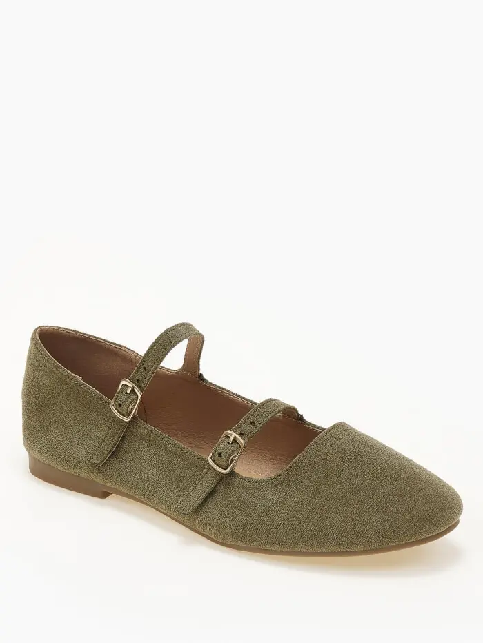 Μπαλαρίνες με διπλά λουράκια suede