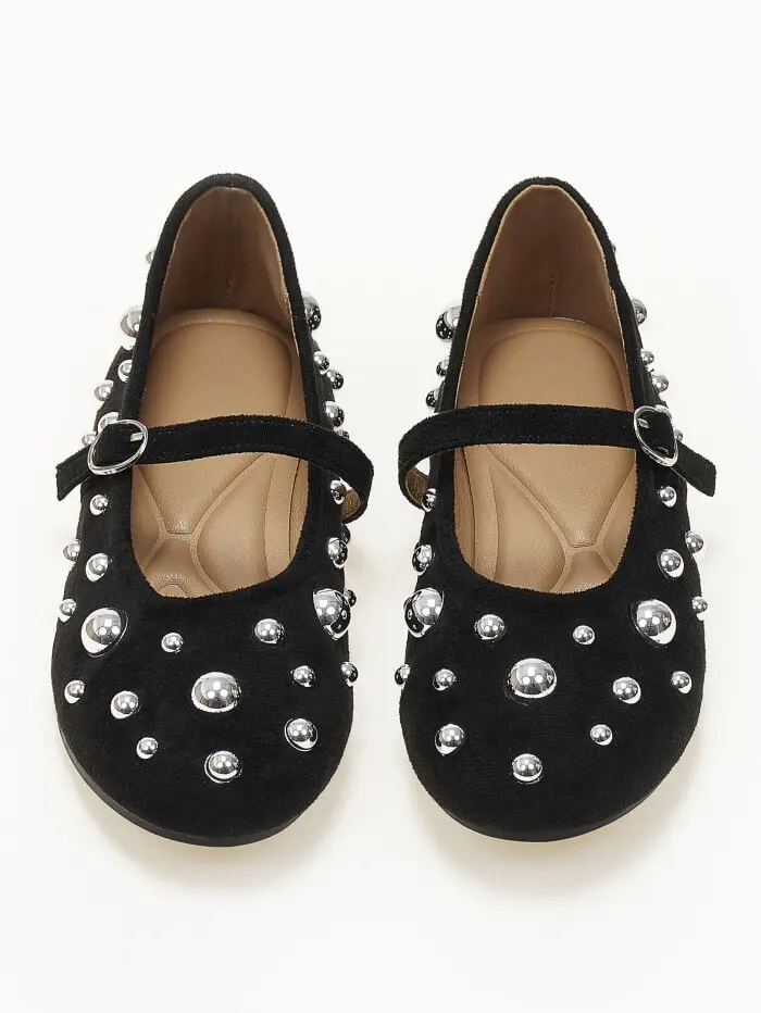 Μπαλαρίνες με διακοσμητικά τρουκς suede