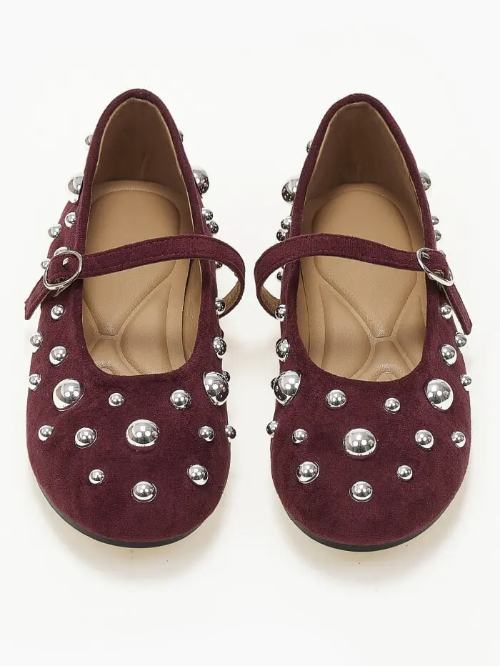Μπαλαρίνες με διακοσμητικά τρουκς suede