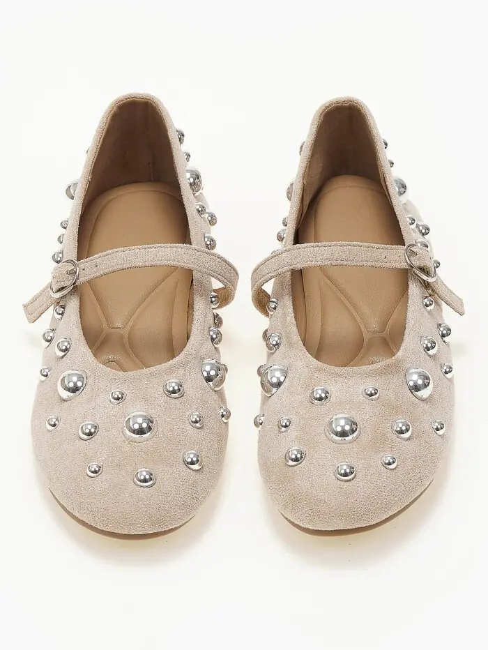 Μπαλαρίνες με διακοσμητικά τρουκς suede