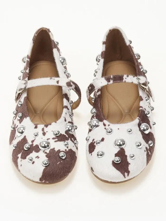 Μπαλαρίνες με διακοσμητικά τρουκς suede