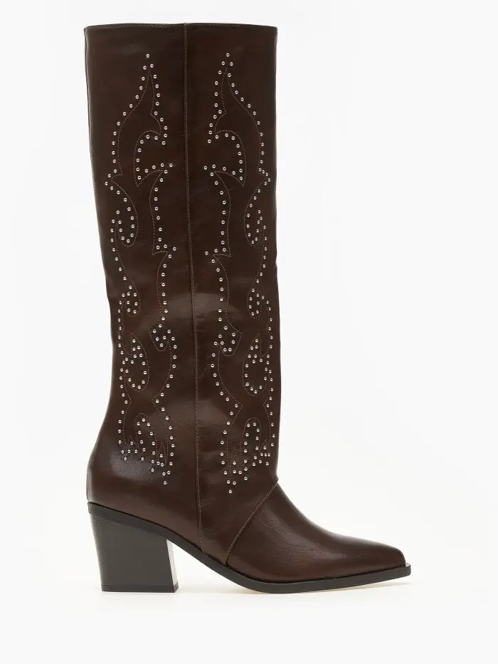 Μπότες cowboy με διακτριτικά τρουκς και εφέ γκέτας