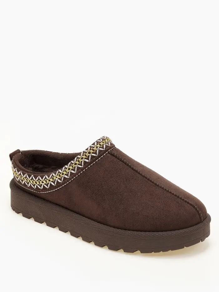 Παντόφλες με γούνα και κέντημα