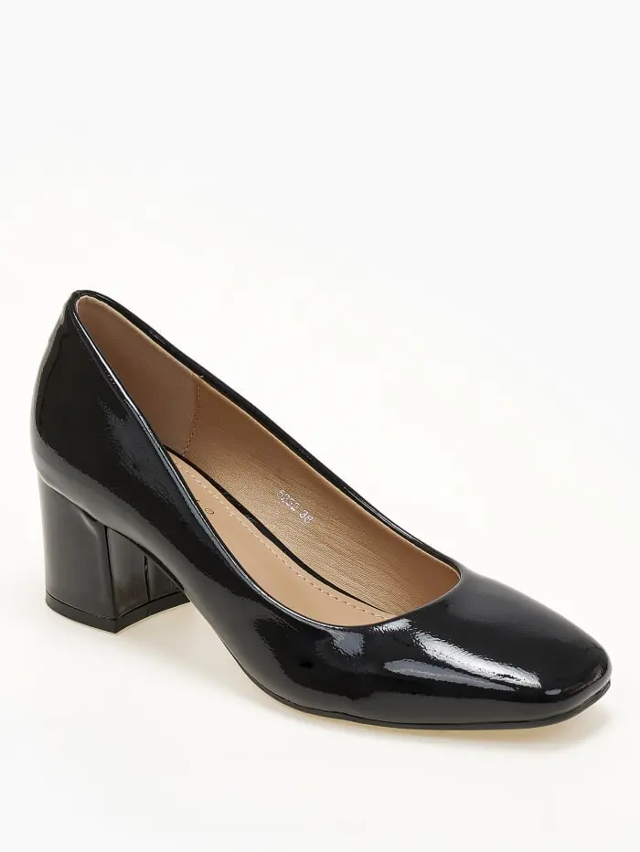 Λουστρίνι χαμηλές γόβες με χοντρό τακούνι