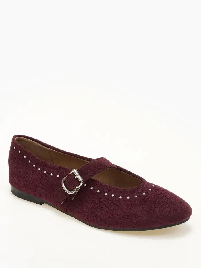 Suede μπαλαρίνες με διακριτικά strass