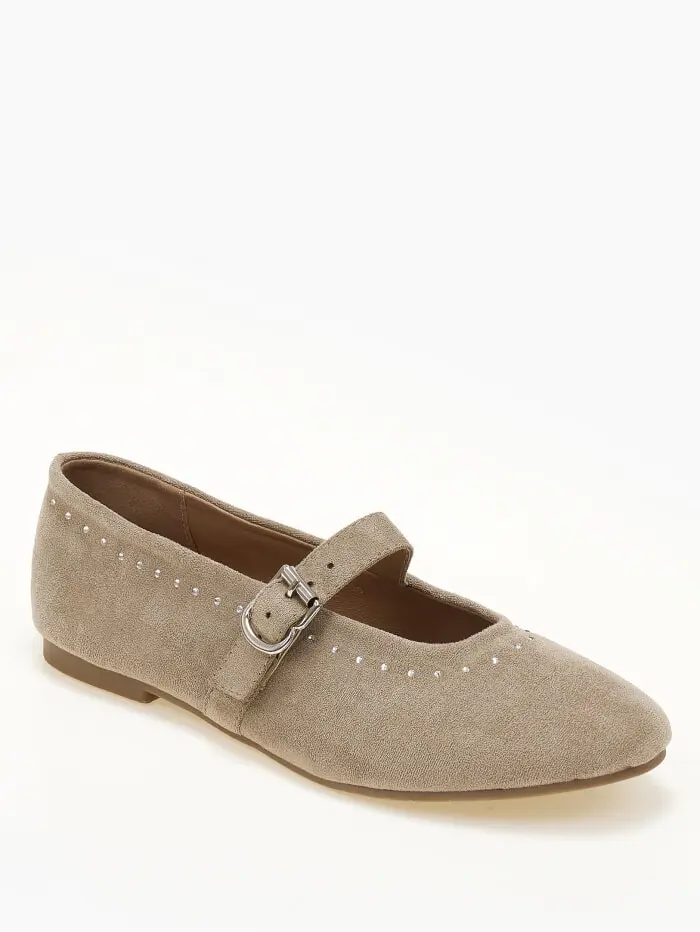 Suede μπαλαρίνες με διακριτικά strass