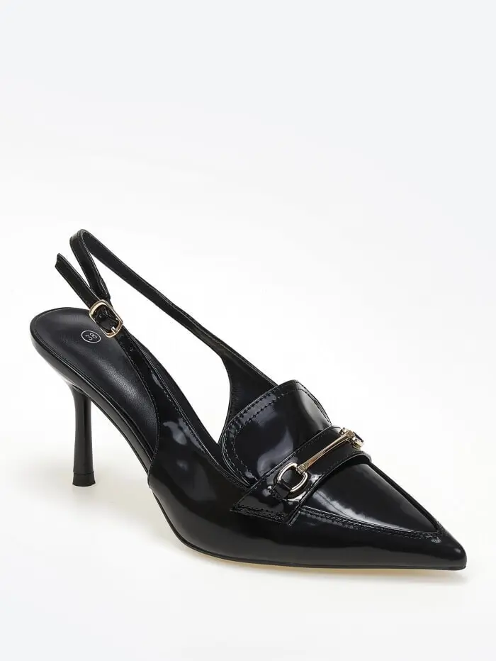 Slingback γόβες με χρυσή αγκράφα