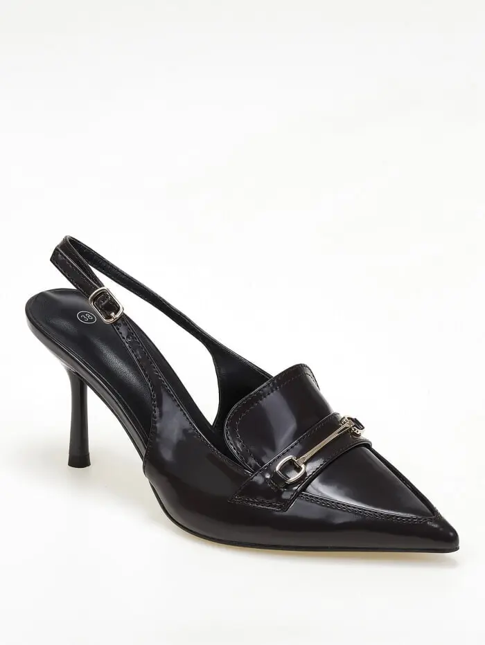 Slingback γόβες με χρυσή αγκράφα