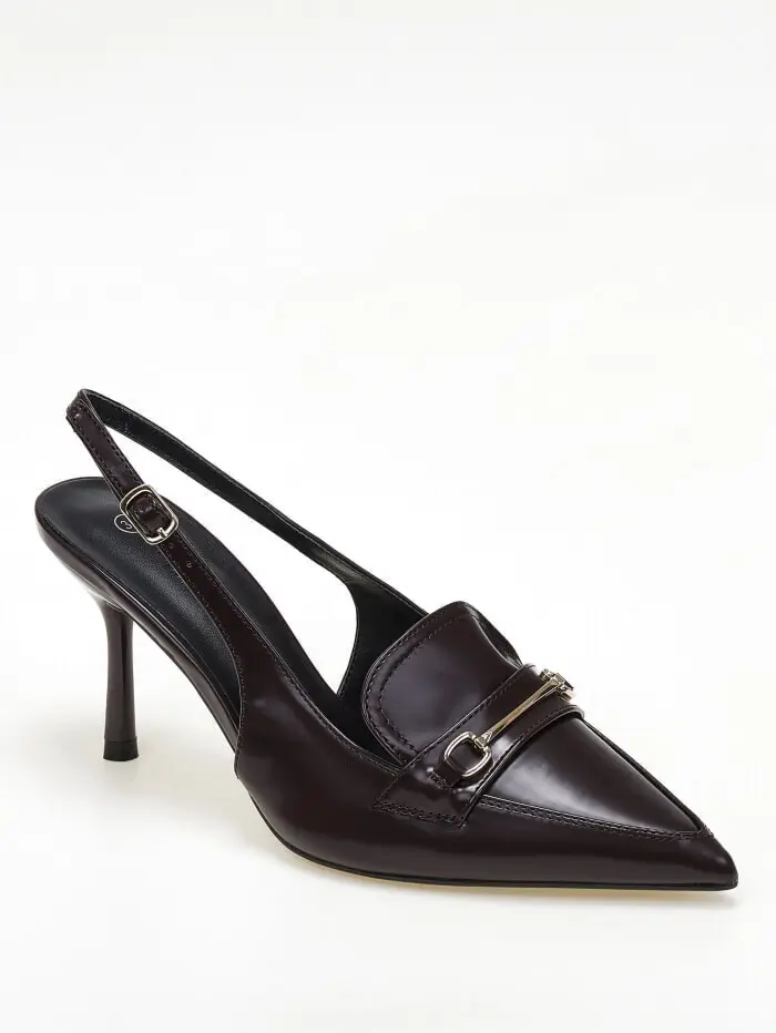 Slingback γόβες με χρυσή αγκράφα