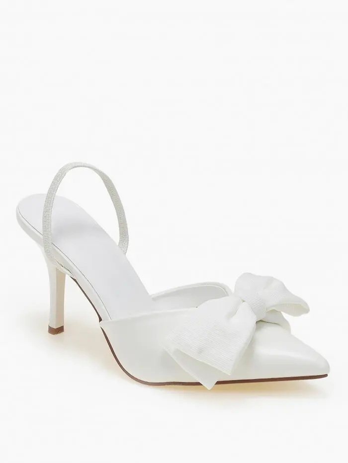 Slingback γόβες με διακοσμητικό φιόγκο