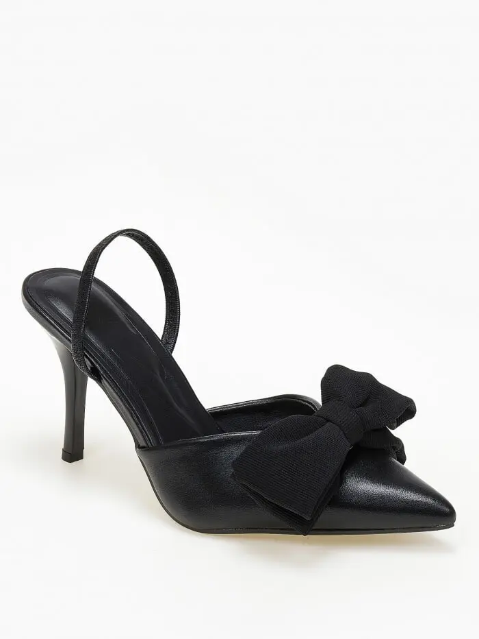 Slingback γόβες με διακοσμητικό φιόγκο