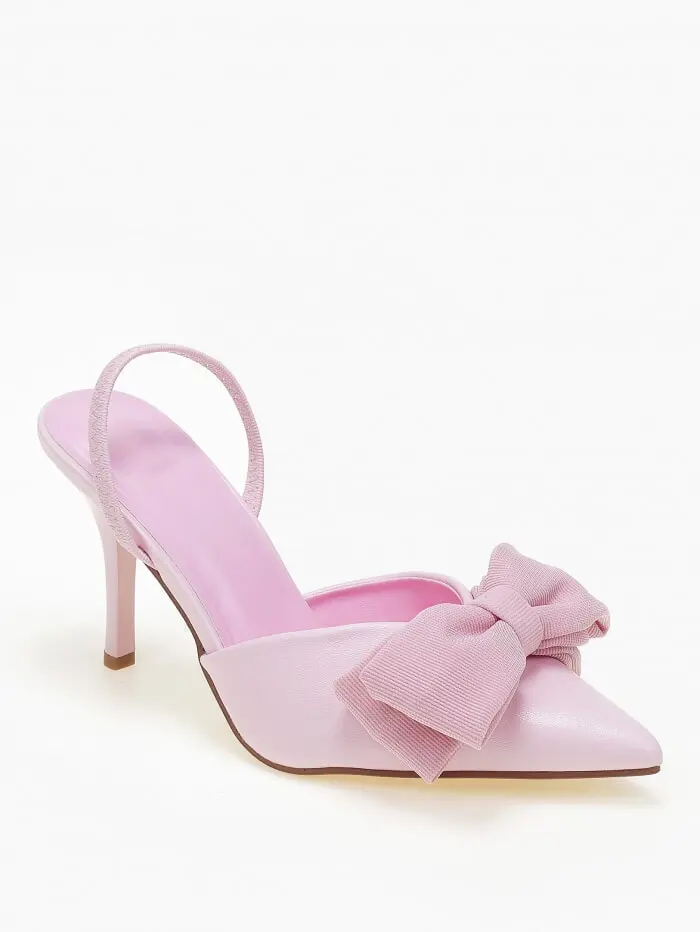 Slingback γόβες με διακοσμητικό φιόγκο