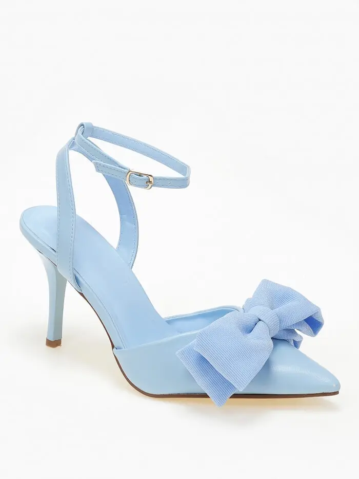 Slingback γόβες με λουράκι και διακοσμητικό φιόγκο