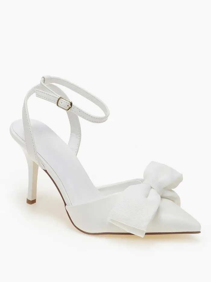 Slingback γόβες με λουράκι και διακοσμητικό φιόγκο