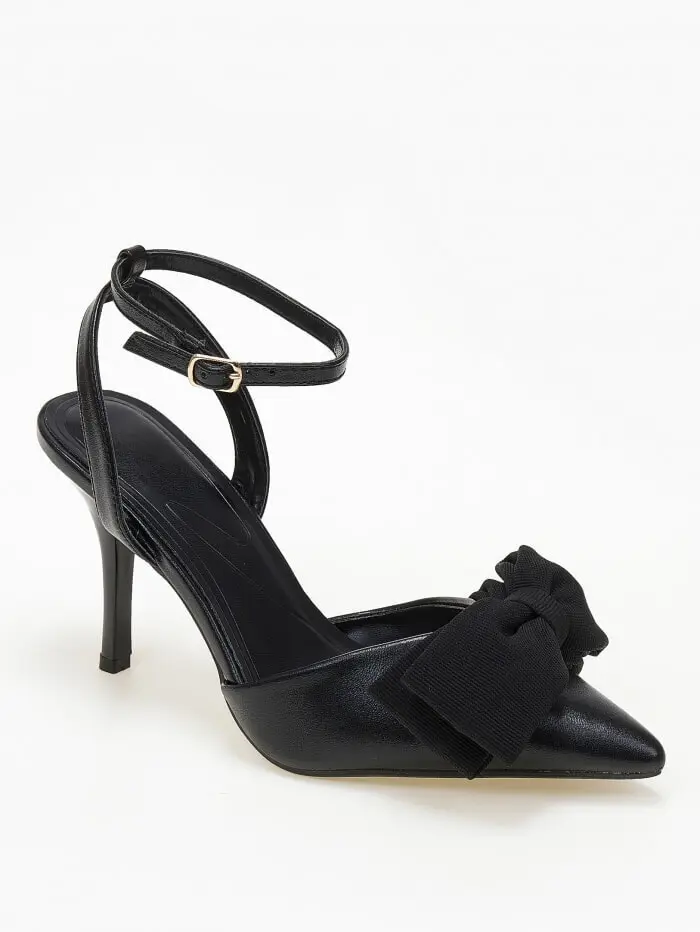 Slingback γόβες με λουράκι και διακοσμητικό φιόγκο