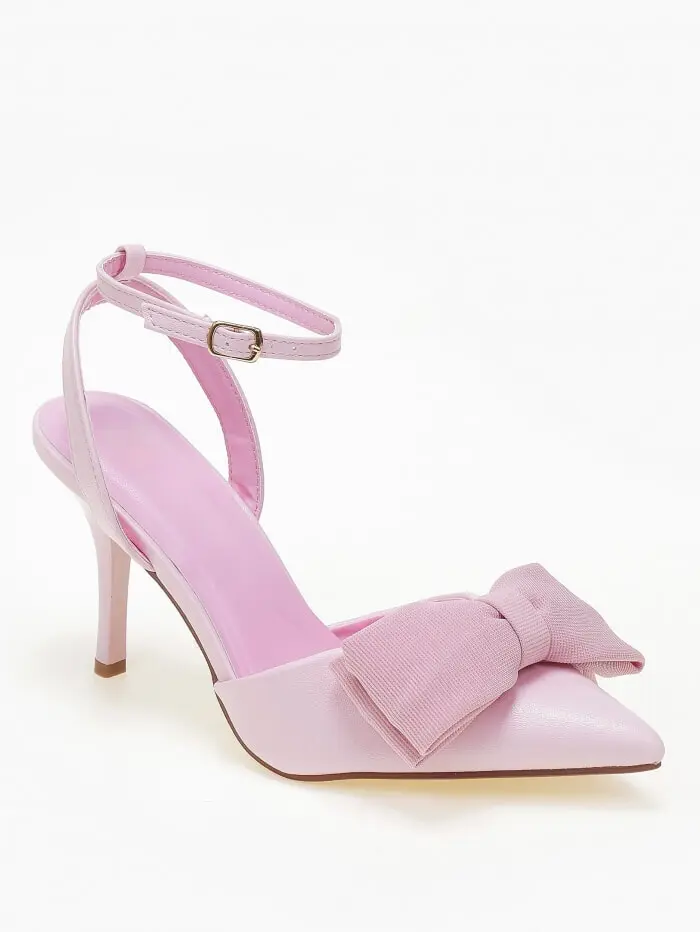 Slingback γόβες με λουράκι και διακοσμητικό φιόγκο