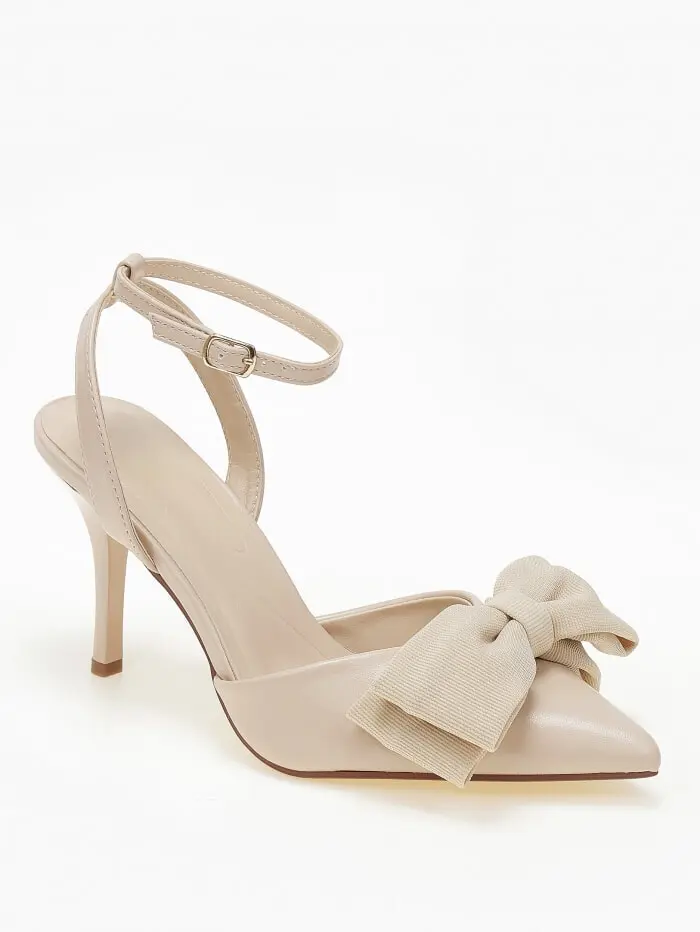 Slingback γόβες με λουράκι και διακοσμητικό φιόγκο