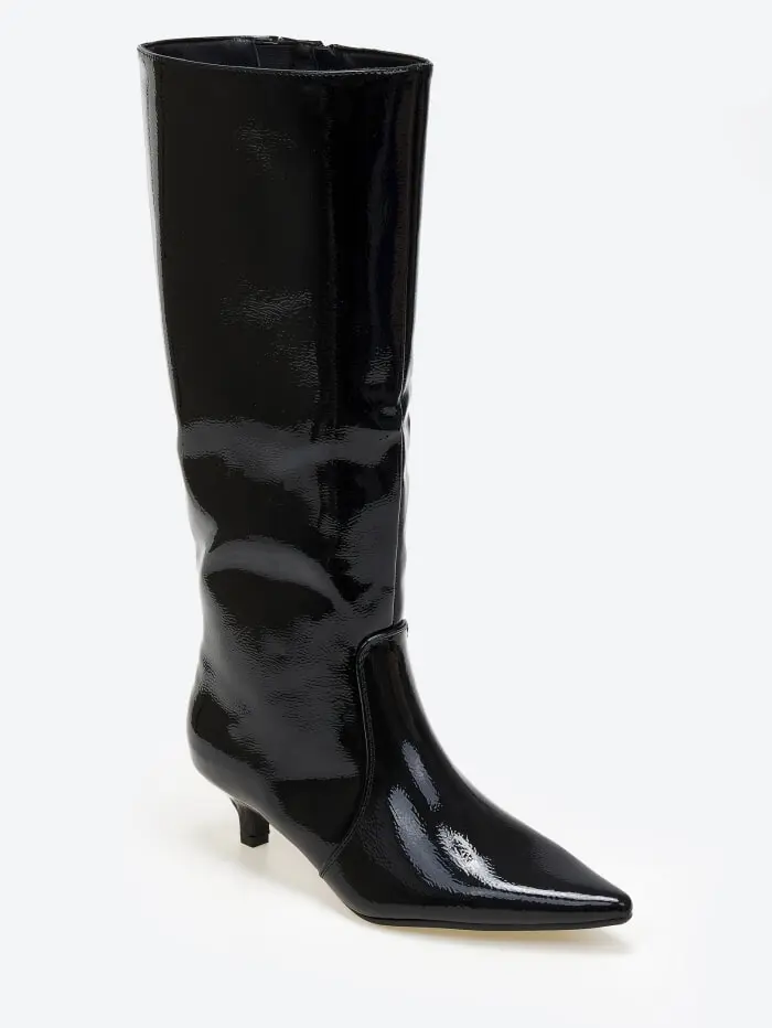 Λουστρίνι μπότες με χαμηλό λεπτό τακούνι