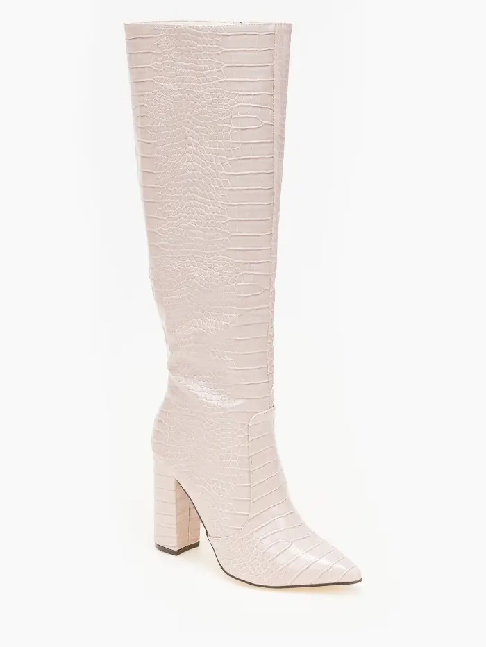 Μπότες croco με χοντρό τακούνι