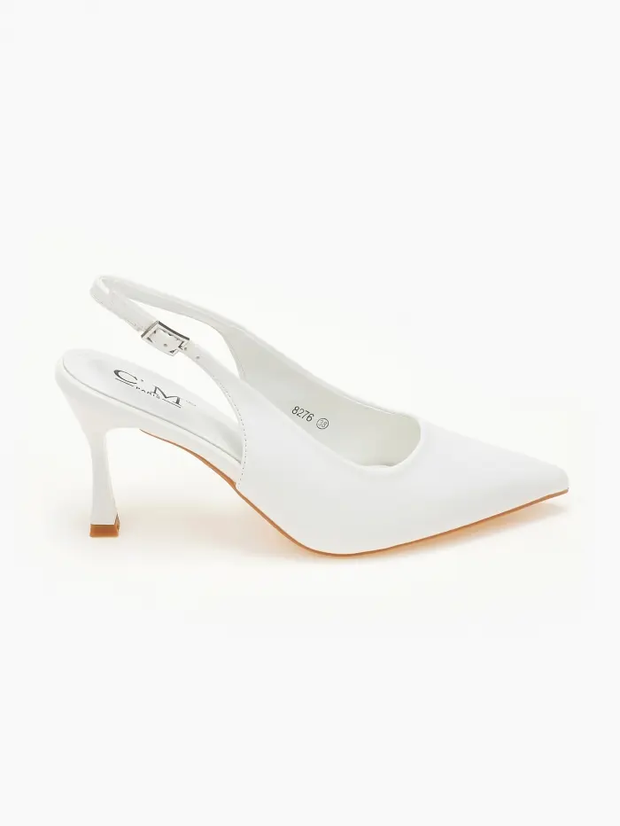 Μυτερές open heel γόβες με λεπτό τακούνι