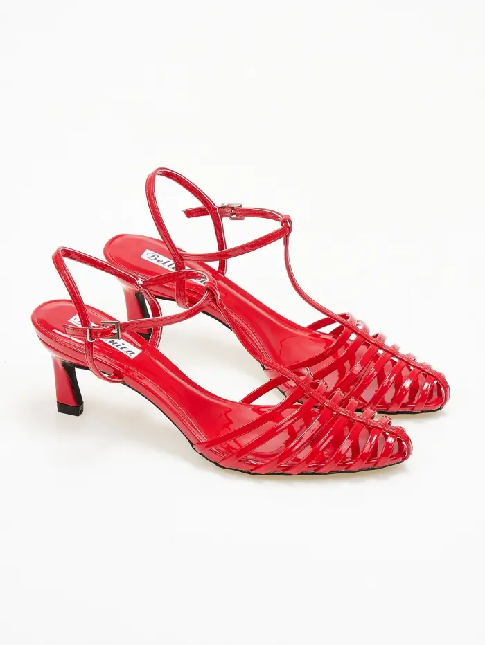 Open heel γόβες με πολλαπλά λουράκια και λεπτό τακούνι