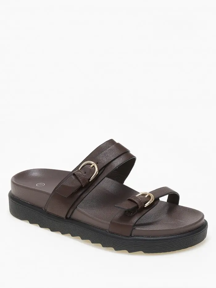 Σανδάλια flatform με δυο φάσες και αγκράφες
