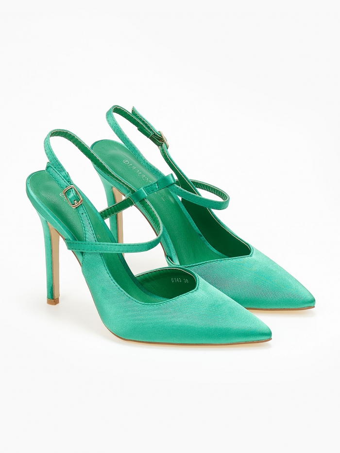 Σατέν εξώφτερνες γόβες με λουράκι