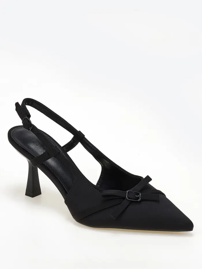 Slingback σατέν γόβες με διακοσμητικά λουράκια