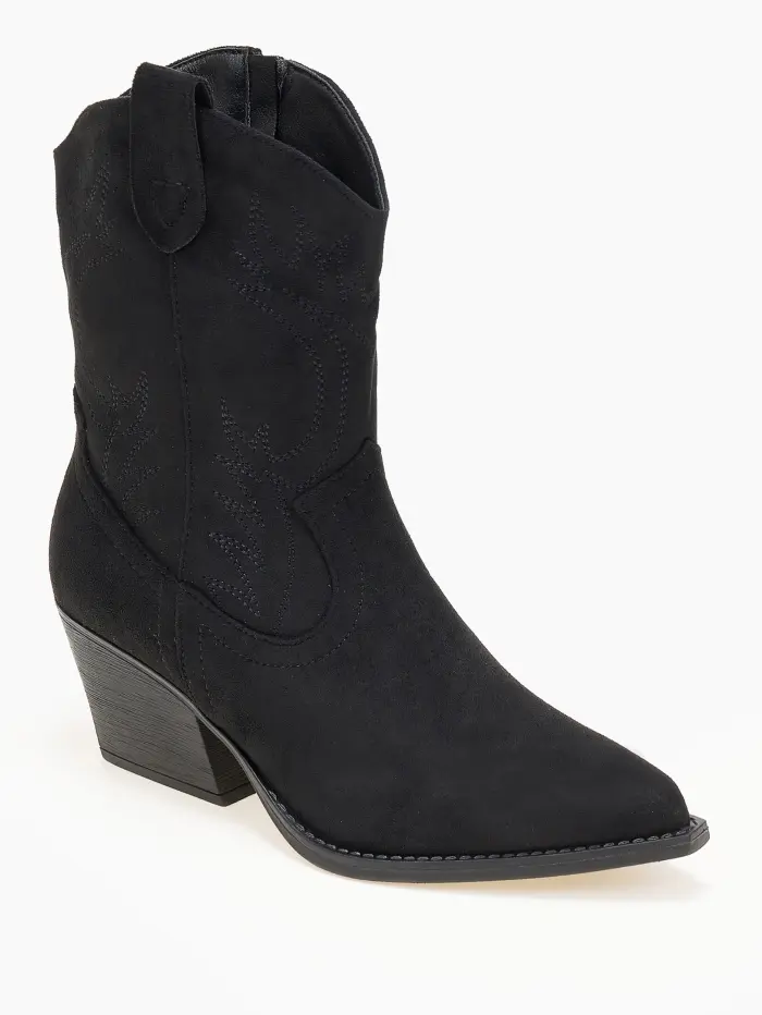 Suede cowboy μποτάκια με κέντημα