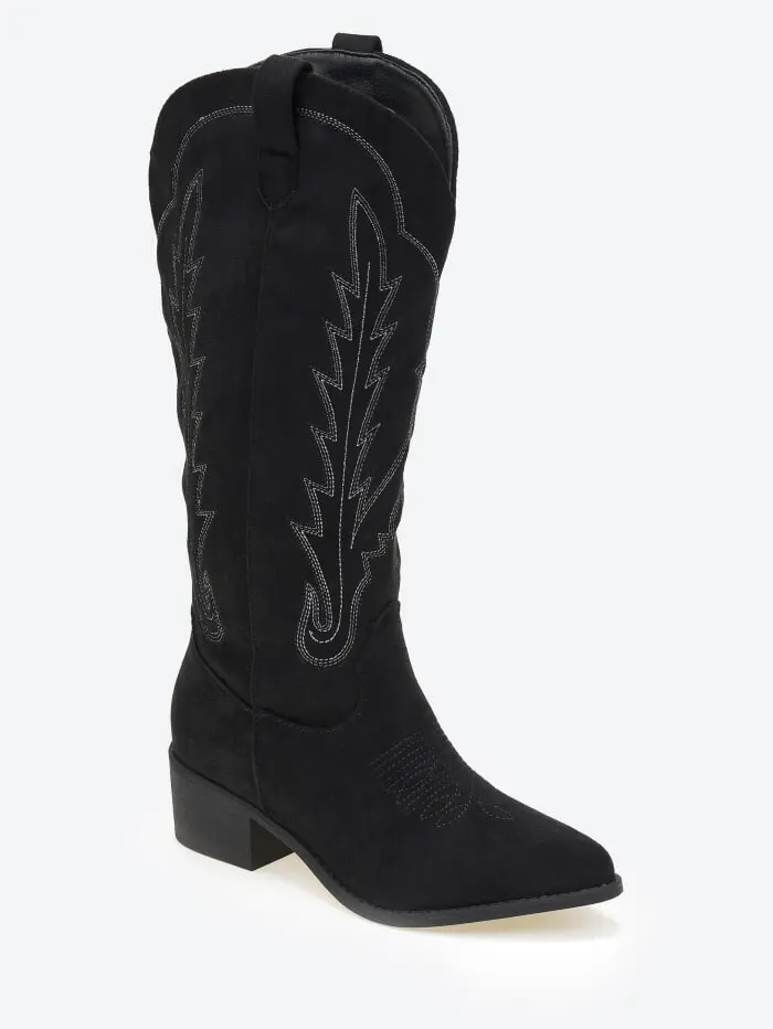 Suede cowboy μπότες με κέντημα