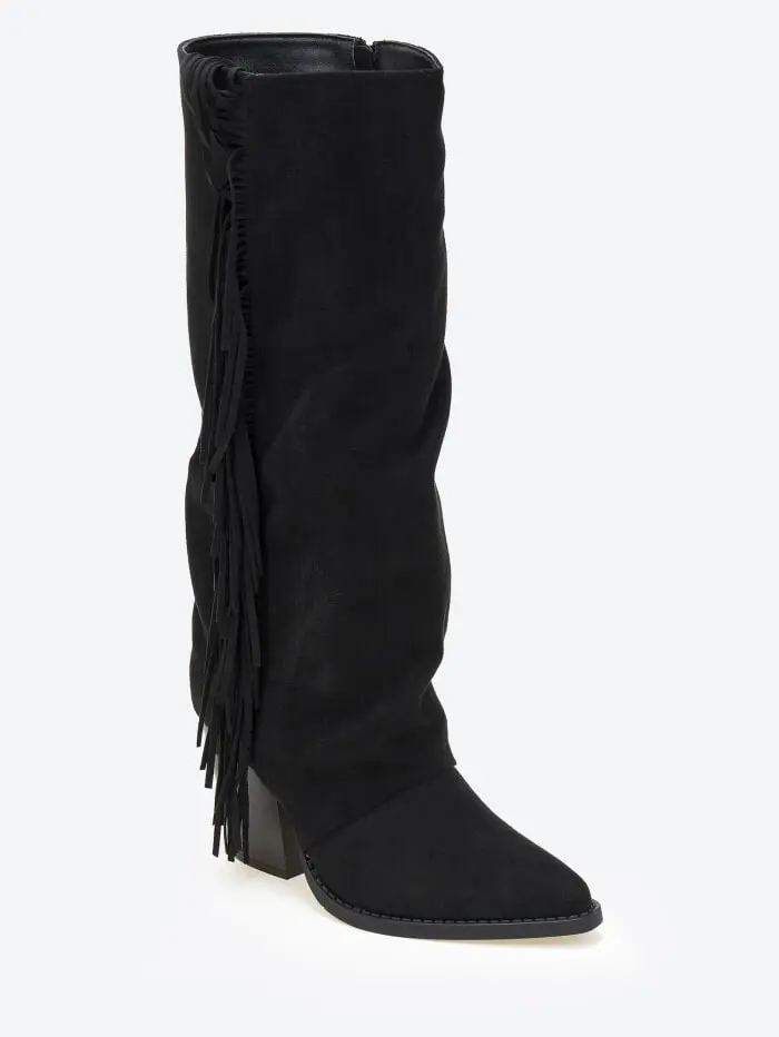 Suede cowboy μπότες με κρόσια